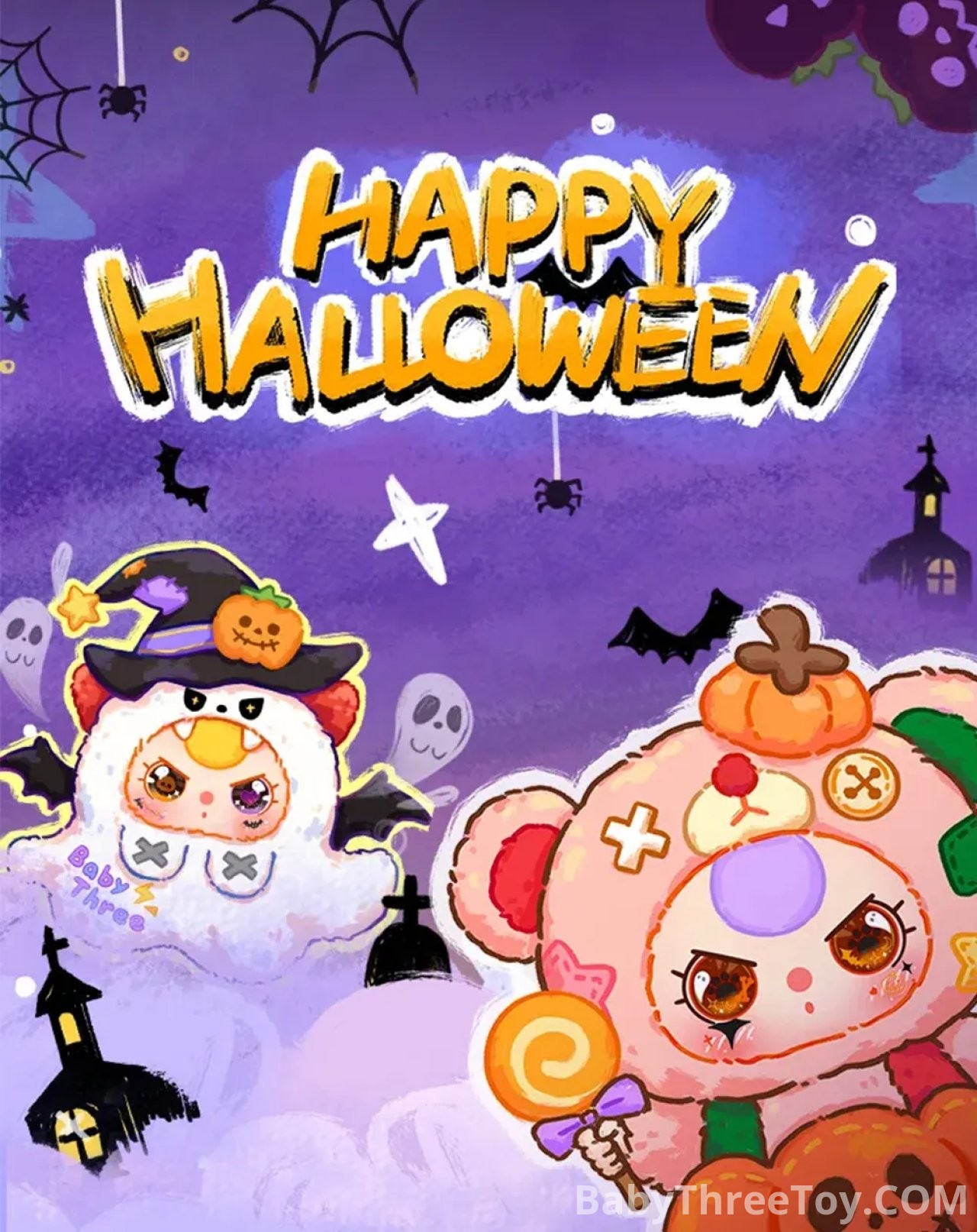 Baby Three 400% Halloween Limited Set(White&Orange) Plush Series Lucky Bag(Babythree Official)